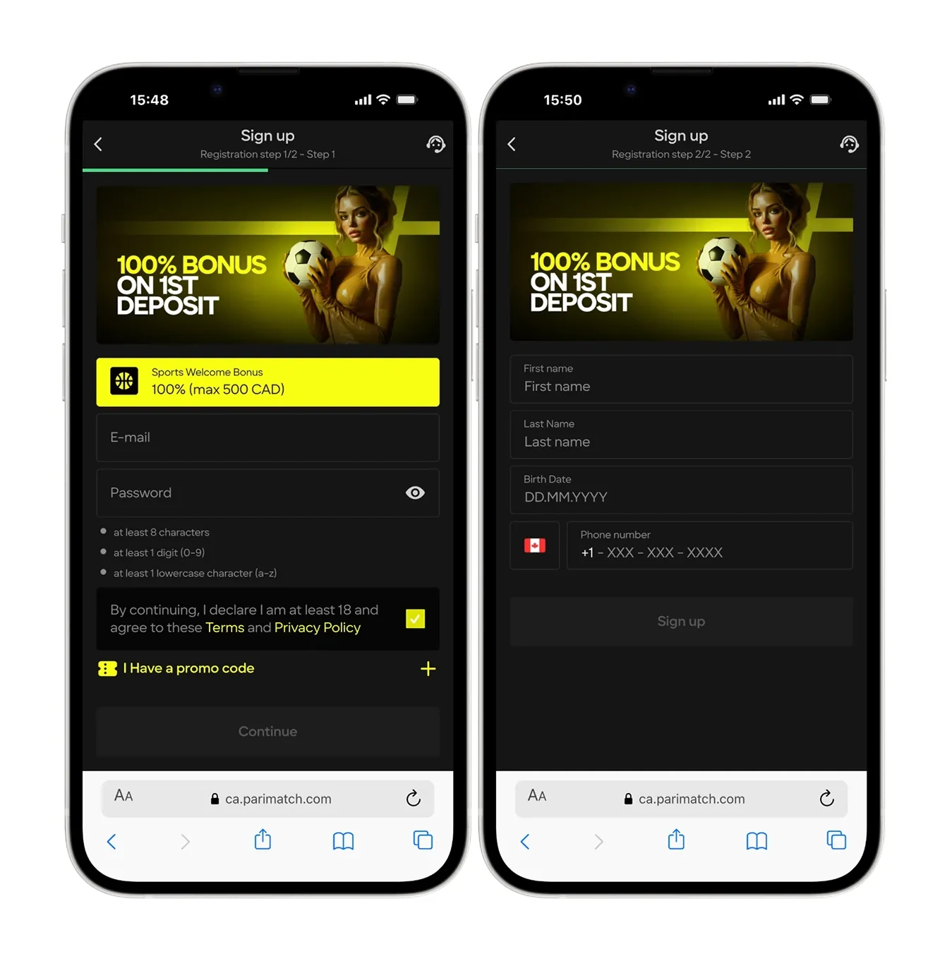 Parimatch Canada Sign Up